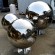 large stainless steel hollow sphere with base