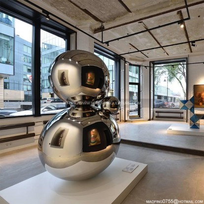 Large Stainless Steel Sphere Sculpture Large Stainless Steel Sphere Sculpture