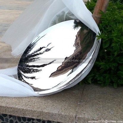 Stainless steel mirror concave sculpture