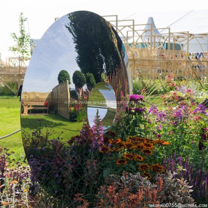 Garden Mirror Polished Stainless Steel Ring Sculpture Garden Mirror Polished Stainless Steel Ring Sculpture