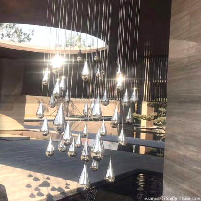 Modern Art Mirror Polished Stainless Steel Drops Sculpture Modern Art Mirror Polished Stainless Steel Drops Sculpture