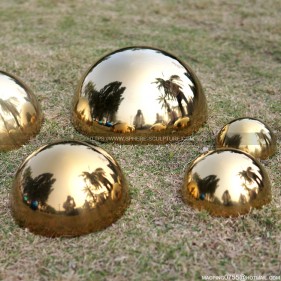 Golden polished metal hollow dome stainless steel hemisphere