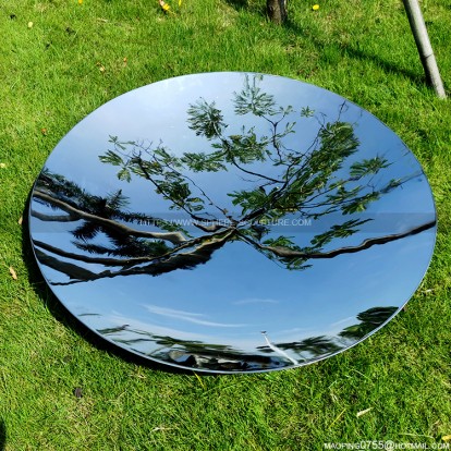 Mirror polished metal round concave disc