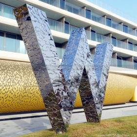 Building Hotel Sign Metal Abstract Modern Sculpture
