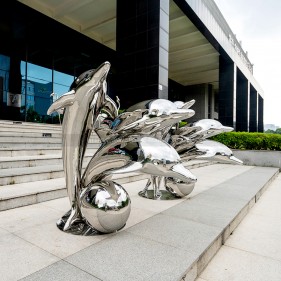 Stainless steel dolphin sculpture  Stainless steel dolphin sculpture