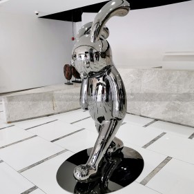 stainless steel bunny rabbit sculpture  stainless steel bunny rabbit sculpture
