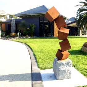 Corten steel garden sets cubes sculpture Corten steel garden sets cubes sculpture
