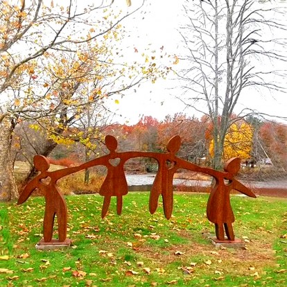 Contemporary Outdoor Decoration Corten Steel Family Sculpture