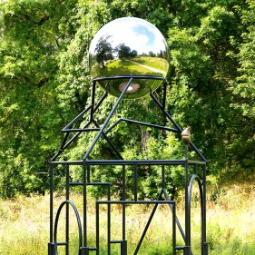 Garden Modern abstract metal statue polished Stainless steel outdoor sphere sculpture