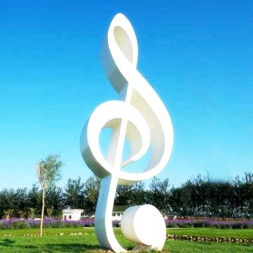 Large outdoor music notes stainless steel metal urban sculpture
