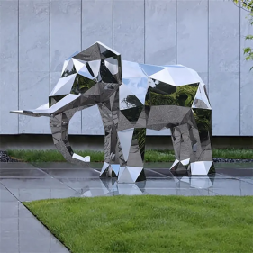 Outdoor decoration Stainless Steel Elephant Sculpture Metal Animal Statue