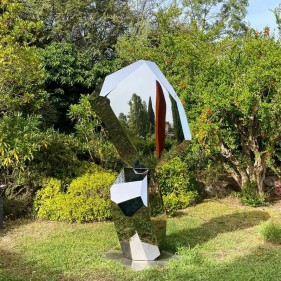 Stainless Steel Mirror Polished rock Metal Garden Sculpture For Sale  Stainless Steel Mirror Polished rock Metal Garden Sculpture For Sale