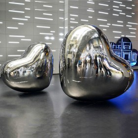 modern art  stainless steel mirror heart metal sculpture