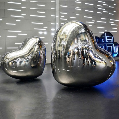 modern art stainless steel mirror heart metal sculpture modern art stainless steel mirror heart metal sculpture