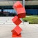 outdoor garden decorate Red Stainless steel cube sculpture sell