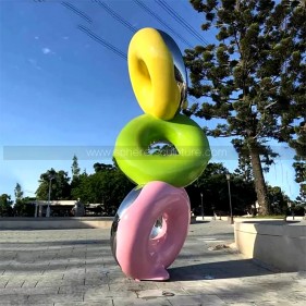 outdoor garden metal decoration donut stainless steel sculpture