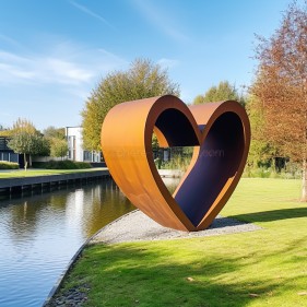 heart Outdoor Abstract love corten steel sculpture