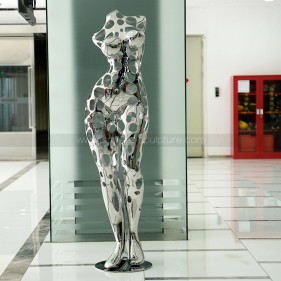 Modern abstract hollow sexy figures mirror stainless steel sculpture