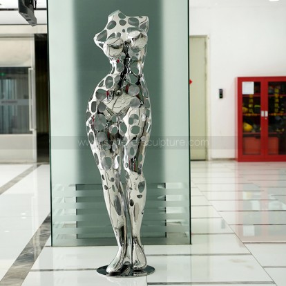 Modern abstract hollow sexy figures mirror stainless steel sculpture