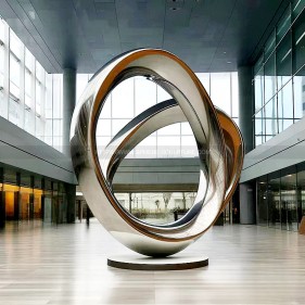 Customized Stainless Steel Abstract Ring Metal mirror Sculpture Customized Stainless Steel Abstract Ring Metal mirror Sculpture