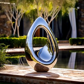 Garden park courtyard  stainless steel mirror metal polish sculpture  Garden park courtyard  stainless steel mirror metal polish sculpture