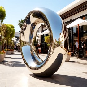 Public art outdoor large stainless steel mirror sculpture