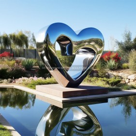 Mirror Polished modern outdoor metal art stainless steel heart sculpture for sale
