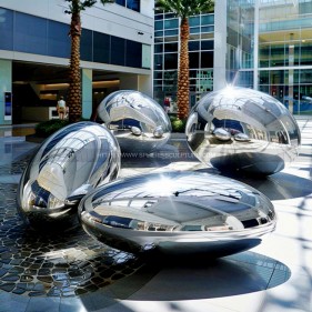 Art Decor Metal Egg shape Stainless Steel Cobblestone Sculpture Art Decor Metal Egg shape Stainless Steel Cobblestone Sculpture