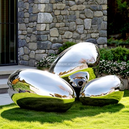 Stainless Steel Pebble Sculpture Metal Rock Sculpture