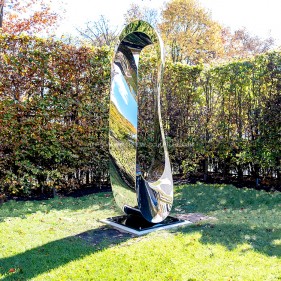 Modern abstract mirror polished stainless steel sculpture