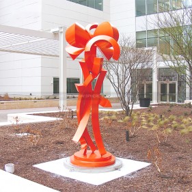 Modern outdoor red geometric stainless steel sculpture Modern outdoor red geometric stainless steel sculpture