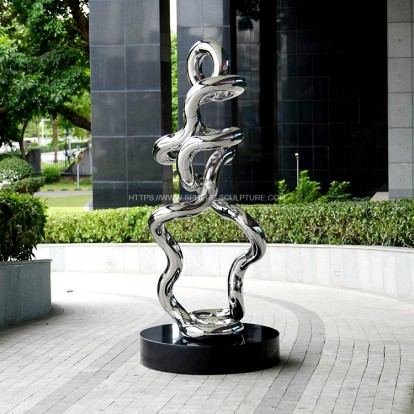 Stainless steel irregularly shaped round tube mirror finish sculpture Stainless steel irregularly shaped round tube mirror finish sculpture