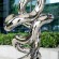 Stainless steel irregularly shaped round tube mirror finish sculpture