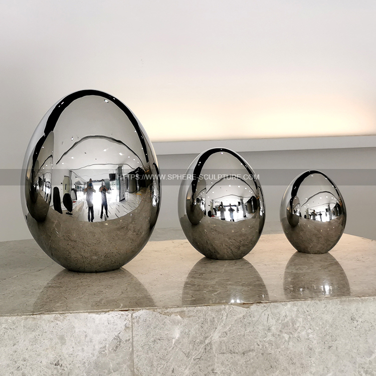Stainless steel egg sculpture Metal egg carving