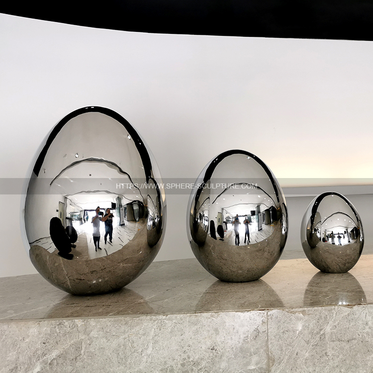 Stainless steel egg sculpture Metal egg carving