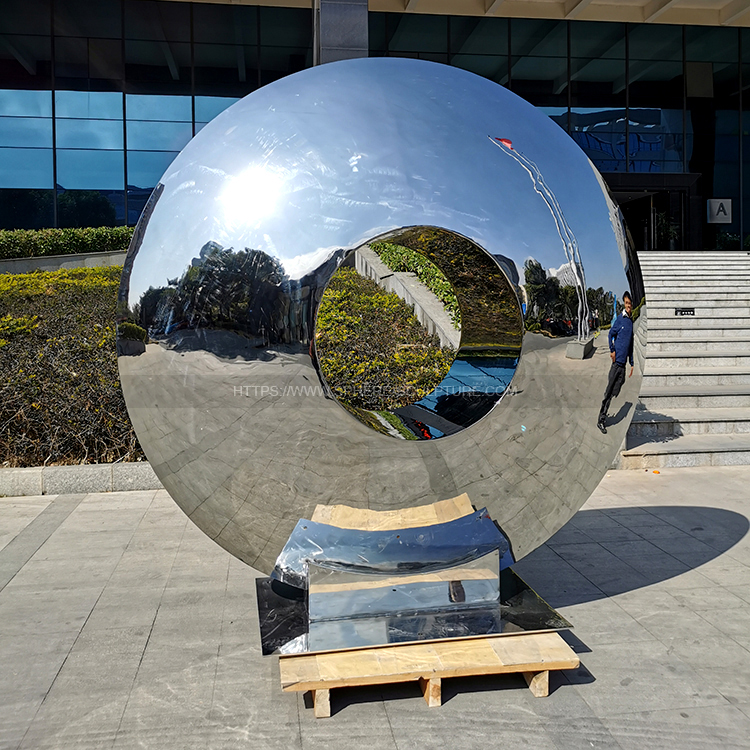 Public art installation Stainless steel ring  eye sculpture