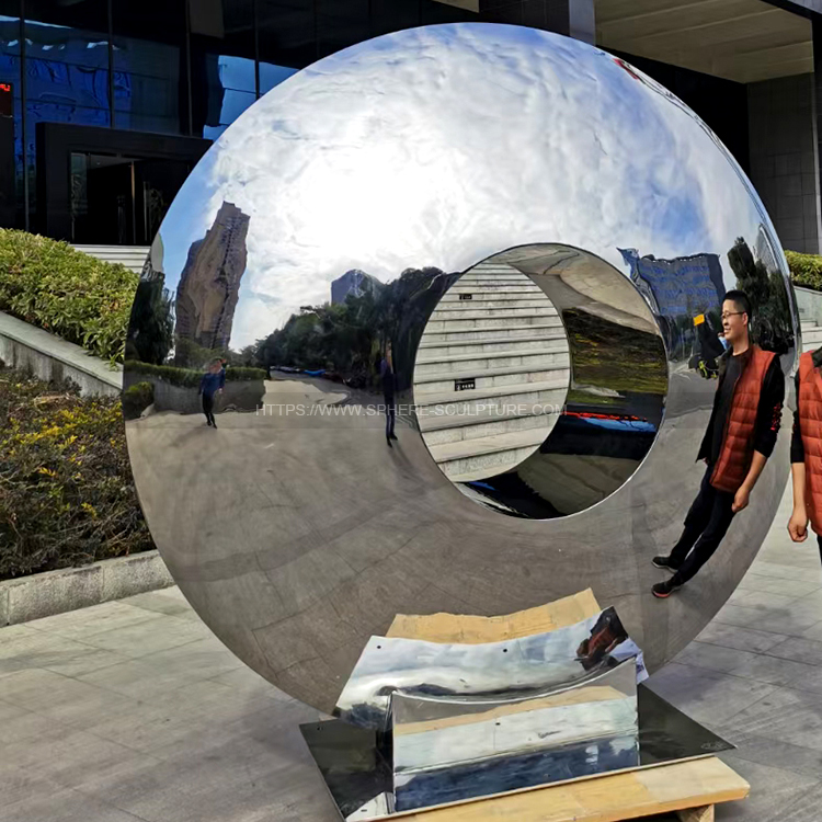 Public art installation Stainless steel ring  eye sculpture