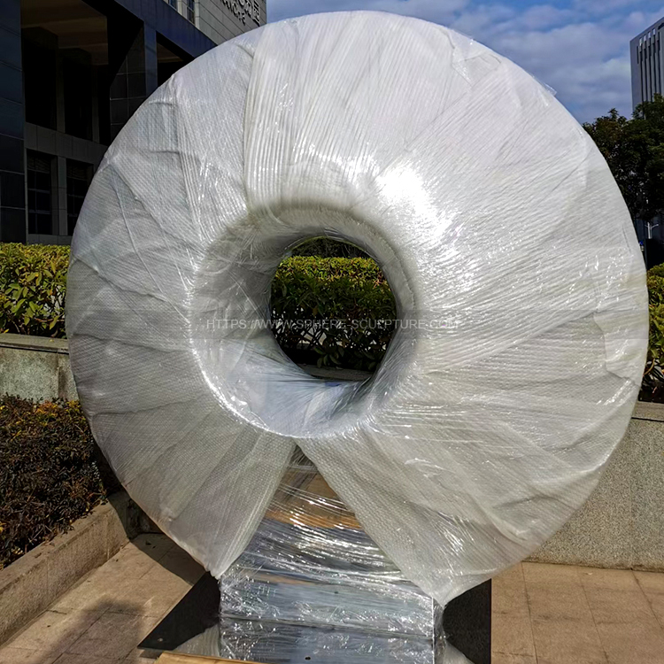 Public art installation Stainless steel ring  eye sculpture