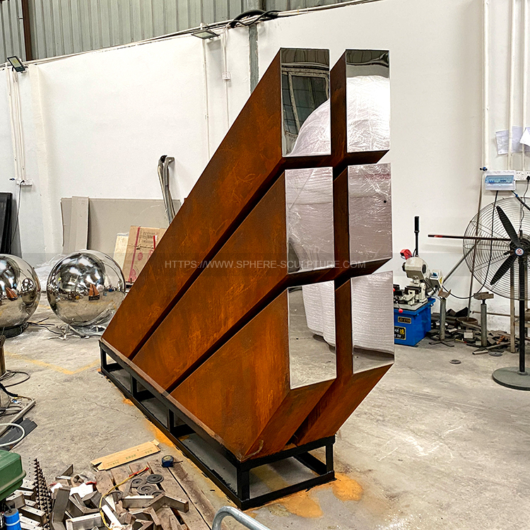 Custom Modern Corten Steel Sculpture 