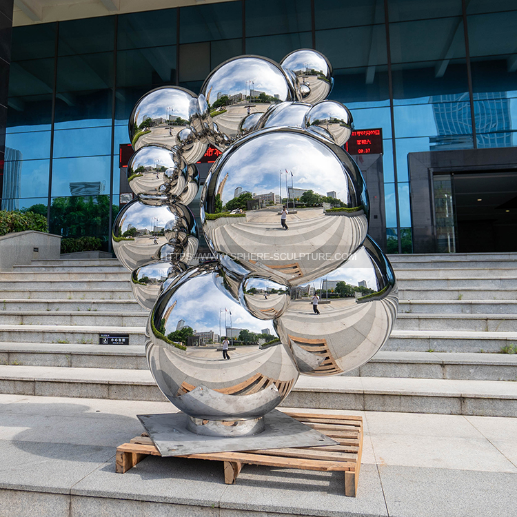 Stainless steel polished metal sphere sculpture