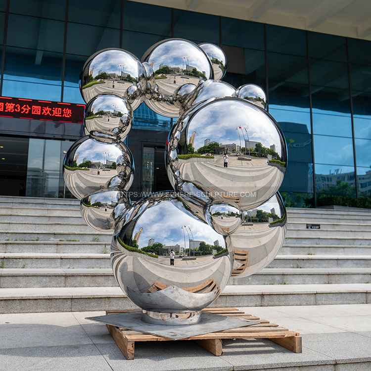 Stainless steel polished metal sphere sculpture