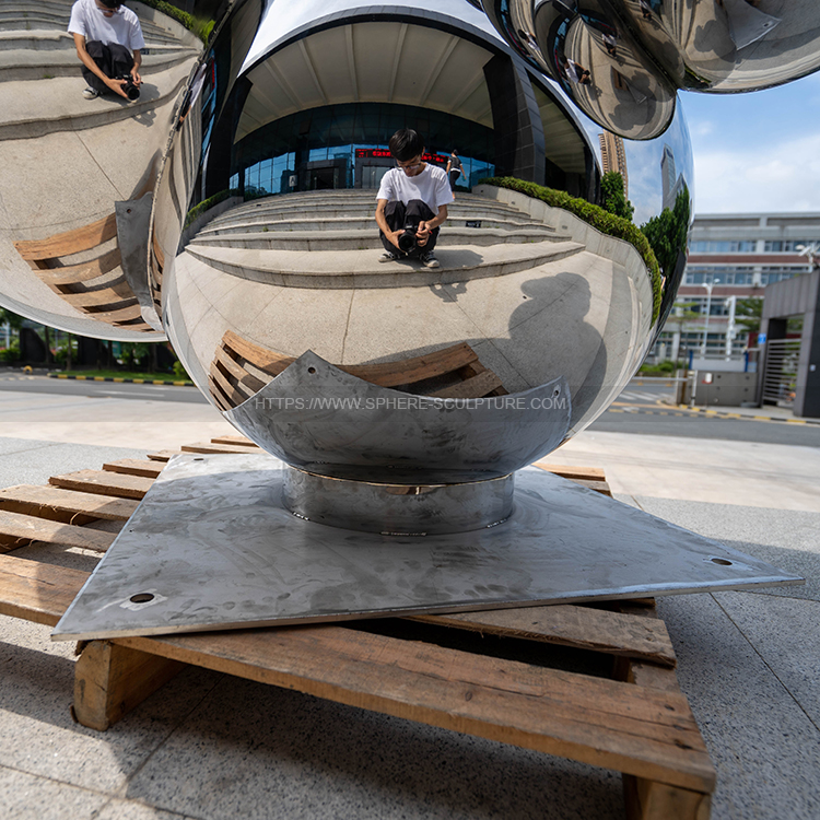 Stainless steel polished metal sphere sculpture