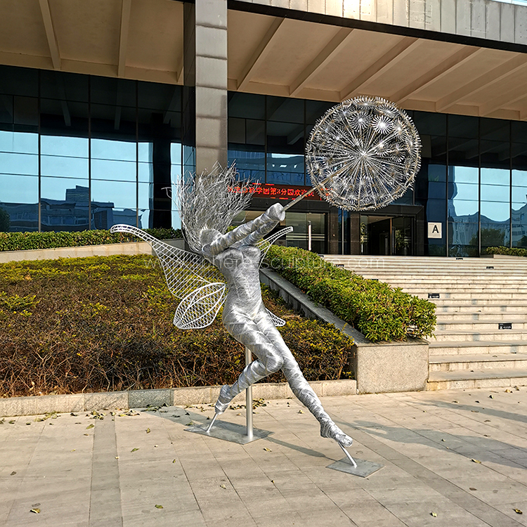 Garden Stainless Steel Dandelion Wire Fairy Sculpture 