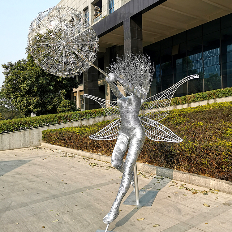 Garden Stainless Steel Dandelion Wire Fairy Sculpture 