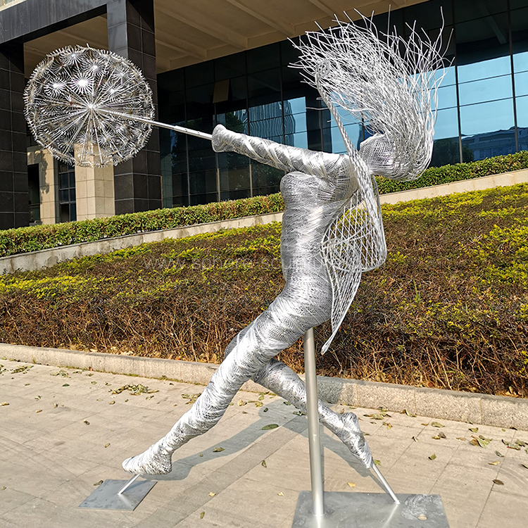 Garden Stainless Steel Dandelion Wire Fairy Sculpture 