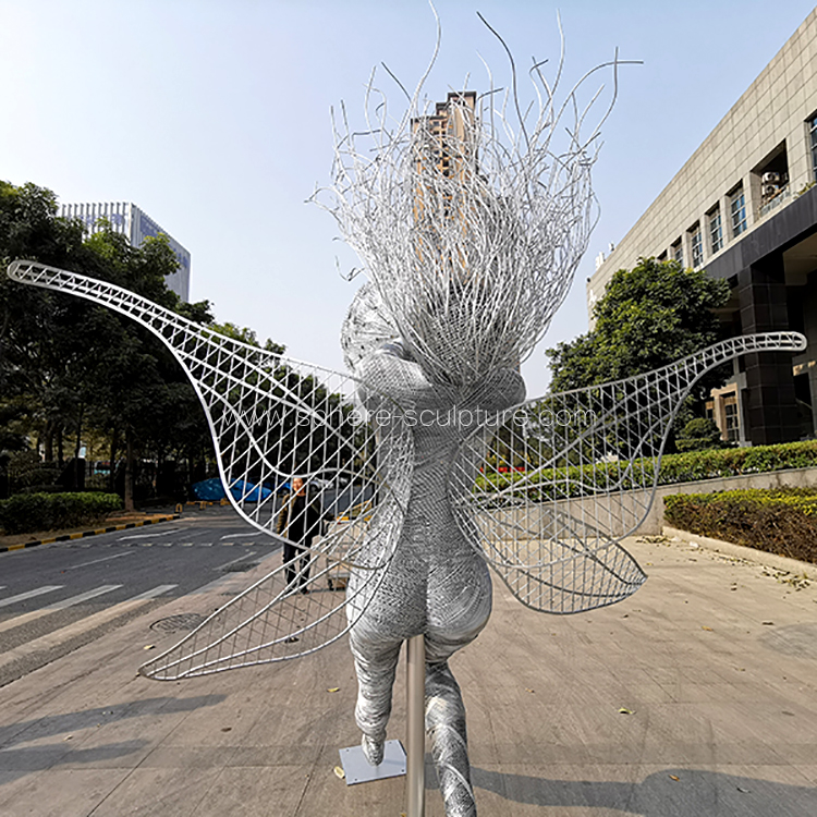 Garden Stainless Steel Dandelion Wire Fairy Sculpture 