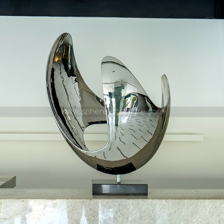 Mirror polished abstract stainless steel sculpture