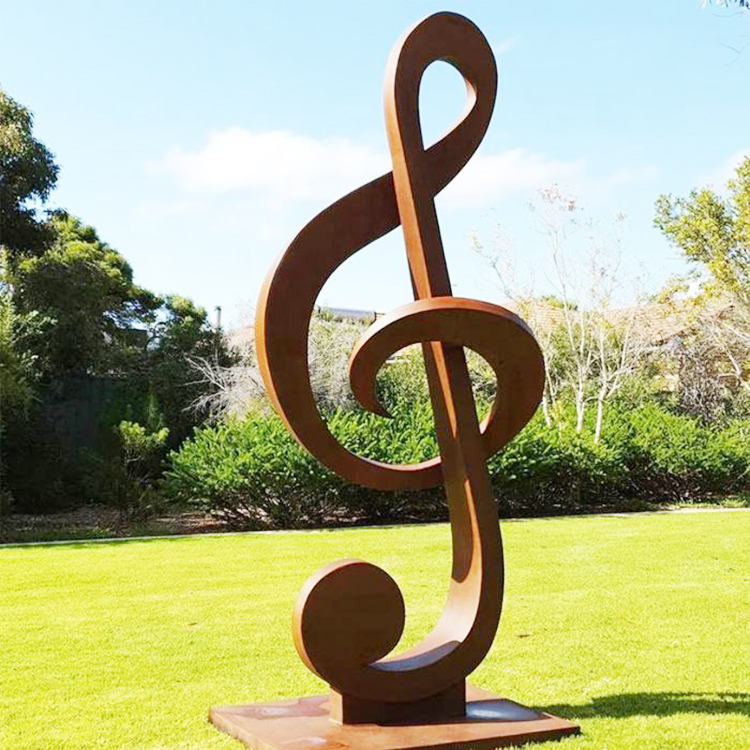 Large garden park corten steel music notes sculpture