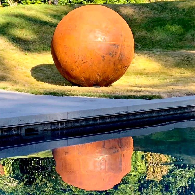  outdoor park square rusty corten steel sphere