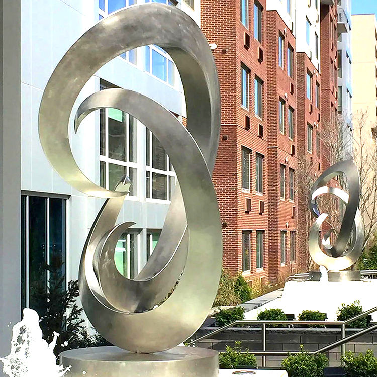 Abstract Art Metal Sculpture Outdoor Large Stainless Steel Decorative Ribbon Sculpture